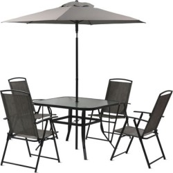 Zestaw ogrodowy - 1 stół, 4 krzesła, 1 parasol